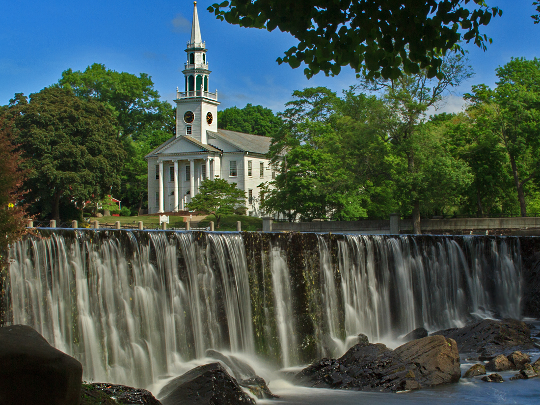 Church and Waterfall in Milford